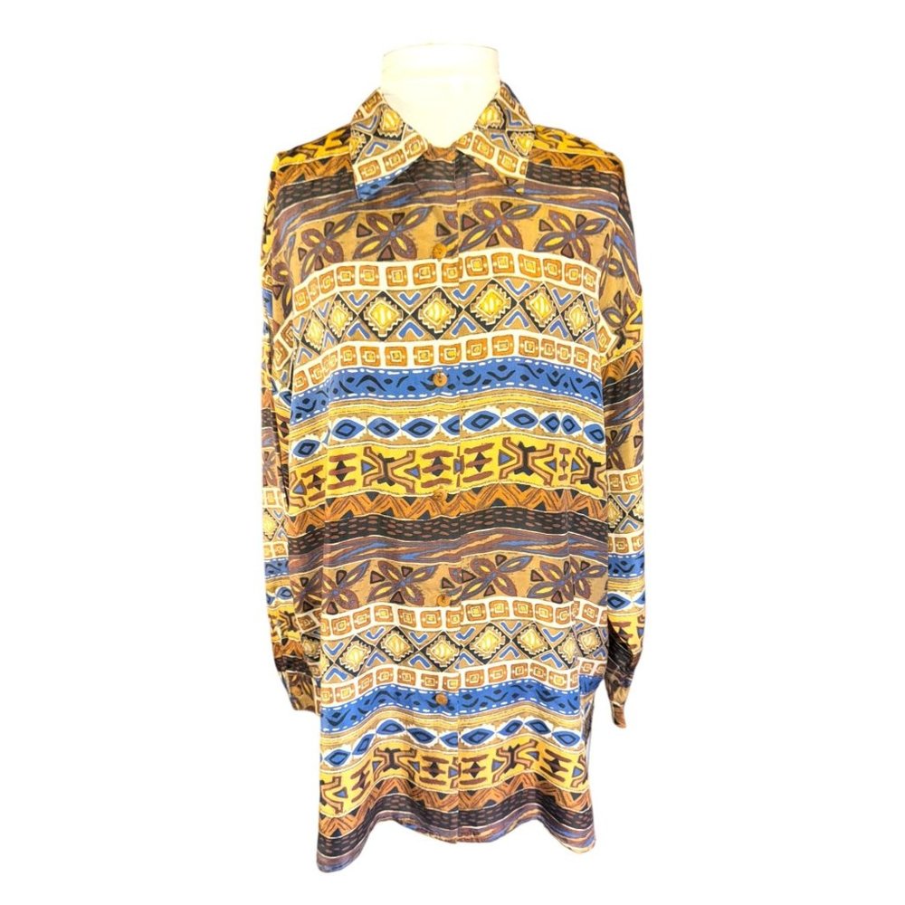 Stunt Collection Button Down Silk Blouse Women Size Medium Vintage